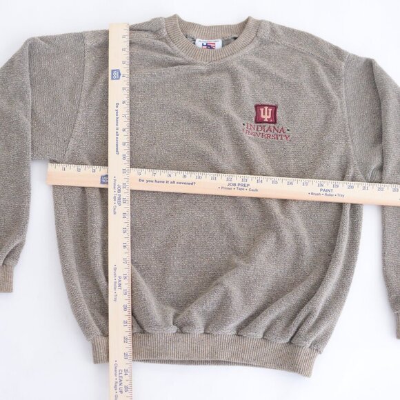 VTG USA Player Sportswear Indiana University Heavyweight Taupe Crew Neck Sweater - Picture 3 of 9